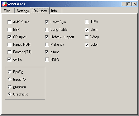 packages dialog