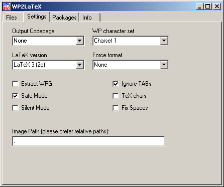 dialog for settings